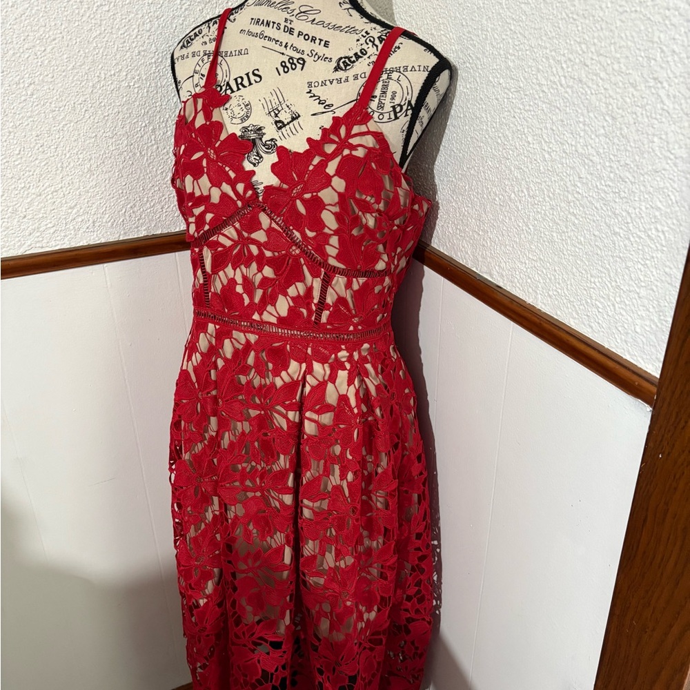 Love Lady Red Lace Midi Dress NWT Size Large (Broken Zipper)
